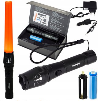 Rechargeable Tiross TS-1154 flashlight with signal cap