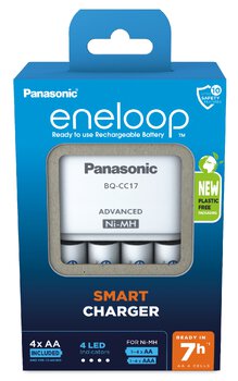 Rechargeable Battery Charger Panasonic Eneloop BQ-CC17 + 4 x R6/AA Eneloop 2000mAh BK-3MCDE