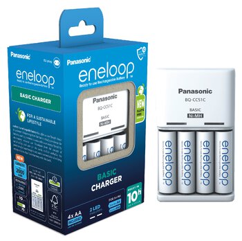 Ładowarka akumulatorków Ni-MH Panasonic Eneloop BQ-CC51 + 4 x R6/AA Eneloop 2000mAh BK-3MCDE