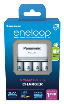 Ładowarka akumulatorków Ni-MH Panasonic Eneloop BQ-CC55 + 4 x R6/AA Eneloop 2000mAh BK-3MCDE