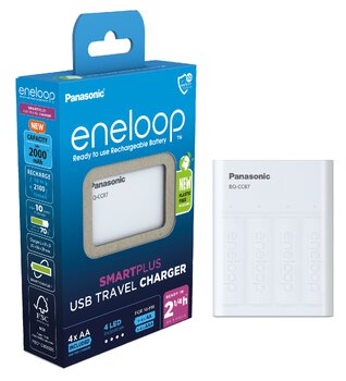 Ładowarka akumulatorków - power bank - Ni-MH Panasonic Eneloop BQ-CC87 + 4 x R6/AA Eneloop 2000mAh BK-3MCDE