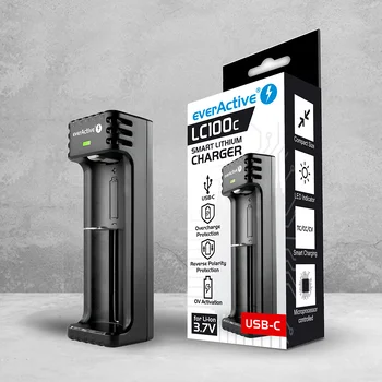 everActive LC-100C USB-C Cylindrical Li-ion Battery Charger