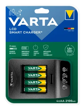 Ładowarka do akumulatorków Ni-MH VARTA SMART CHARGER PLUS 57684 + 4 akumulatorki Varta 2100 mah AA