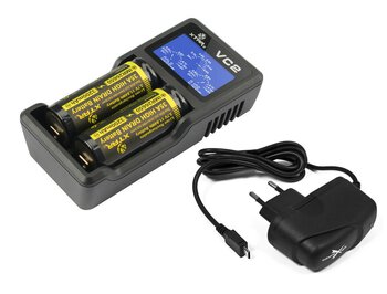 charger for cylindrical batteries Li-ion 18650 Xtar VC2 + USB power adapter