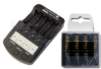 ładowarka everActive NC-1000 + 4 x R6/AA Fujitsu BLACK 2550mAh