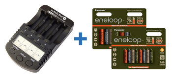 ładowarka everActive NC-1000 PLUS + 8 x R03/AAA Eneloop Expedition Tones + 8 x R6/AA Eneloop Expedition Tones