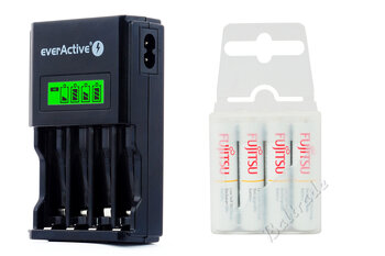 ładowarka everActive NC-450 Black + 4 x akumulatory R03/AAA Fujitsu 800mAh