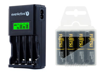 ładowarka everActive NC-450 Black + 4 x akumulatory R6/AA Fujitsu BLACK 2550mAh (box)