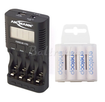 ładowarka Powerline 4 PRO + 4 x R6/AA Panasonic Eneloop 2000 (box)