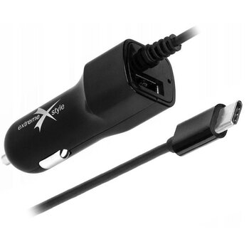 eXtreme CC31CU USB Type-C 3100mA Car Charger with additional USB socket