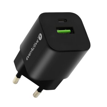 everActive GaN SC-390QB charger with USB QC3.0 and USB-C PD PPS 30W socket