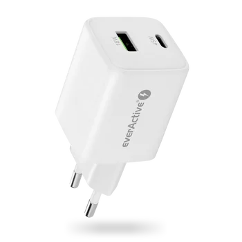 Ładowarka sieciowa everActive GaN SC-450Q z gniazdem USB oraz USB-C PD PPS QC4+ 45W