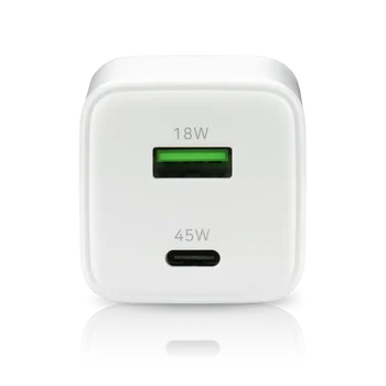 Ładowarka sieciowa everActive GaN SC-450Q z gniazdem USB oraz USB-C PD PPS QC4+ 45W