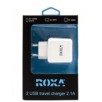 ładowarka USB sieciowa Roxa z dwoma gniazdami USB 2.1A + 1A (ROZPAKOWANA)