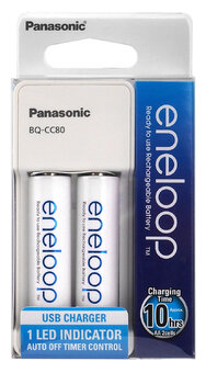 Panasonic Eneloop Charger BQ-CC80 USB + 2 x R6 Eneloop 2000 mAh