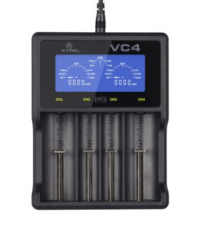 Charger for Li-ion cylindrical batteries and NiMH Xtar VC4