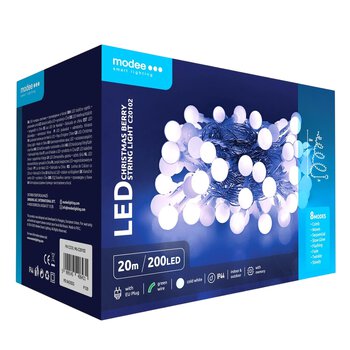 Lampki choinkowe kulki modee 20m 200LED COLD ML-C20102