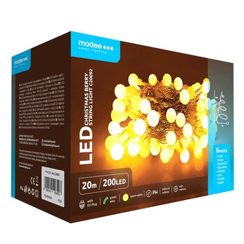 Lampki choinkowe kulki modee 20m 200LED WARM ML-C20092