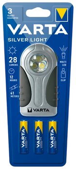 LED-Taschenlampe Varta 16647 silbernes Licht 3AAA