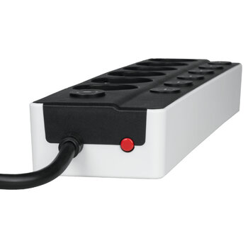 DPM protective strip with circuit breakers - 6 AC sockets 1.4m white-grey