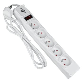 DPM protective strip with circuit breaker - 5 sockets 1.5M white