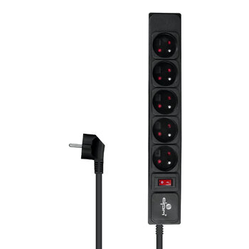 DPM protective strip with circuit breaker - 5 sockets 1.5M black