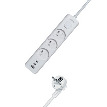 MORRE M405 Power Strip – 3 sockets, USB-A 12W, 2x USB-C 12W, 1.5 m
