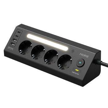 MORRE M411 power strip – 4 AC sockets, 2xUSB-C 15W, 2xUSB-A 12W, 2m MORRE M411 power strip – 4 AC sockets, 2xUSB-C 15W, 2xUSB-A 12W, 2m