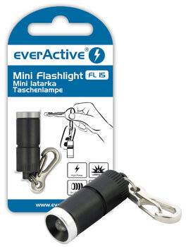 Mini LED flashlight, everActive FL-15 keyring, Black