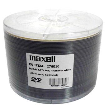Płyty DVD-R 4,7GB 16X MAXELL PRINTABLE 276010 50 shrink