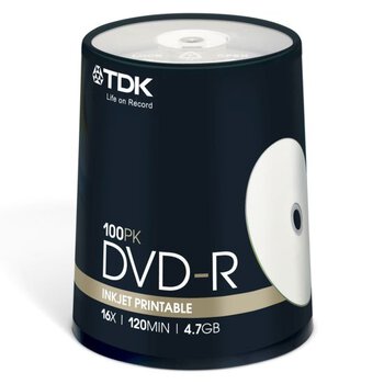 Płyty DVD-R 4,7GB 16X TDK PRINTABLE cake 100