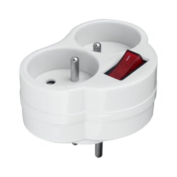 Splitter 2 Steckdosen mit Uzu und Steckdose DPM weiß Splitter 2 Steckdosen mit Uzu und Steckdose DPM weiß
