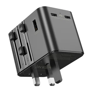 Uniwersalny adapter podróżny JELLICO S9 PD 2xUSB-C + 1xUSB 3.4A Max 2500W Czarny