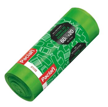 Worek do segregacji szkła Paclan 60l zielony - 20 sztuk