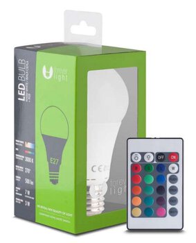 Żarówka A60 7W LED SMD + 3W LED RGB z przetwornicą RC