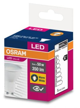 OSRAM GU10 LED Bulb 5W LED VALUE White Heat 2700k (120 degree lighting angle)