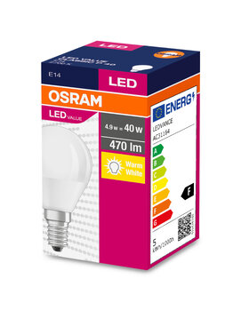 Żarówka LED OSRAM Kulka E14 4,9W LED VALUE CLASSIC P 40 Biała Ciepła 2700k