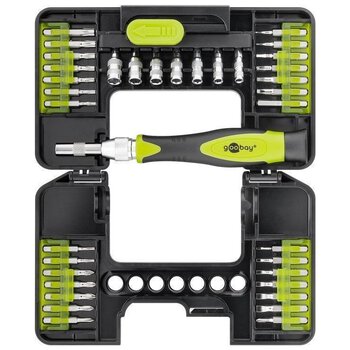 Set of bits and socket wrenches 37 part Goobay 74003