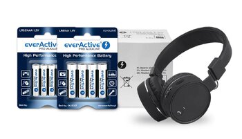 Zestaw everActive Pro Alkaline - 288szt LR6 / AA, 144szt LR03 / AAA + Słuchawki bluetooth VK-450 