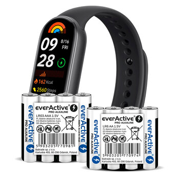 everActive Pro Alkaline Set - 400pcs LR6 / AA, 400pcs LR03 / AAA + smartwatch XIAOMI Smart Band 9