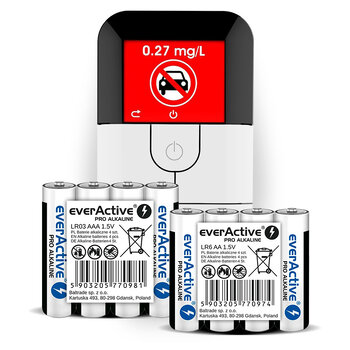 everActive Pro Alkaline Kit - 960pcs LR6 / AA, 480pcs LR03 / AAA + Alcosense Excel Breathalyzer