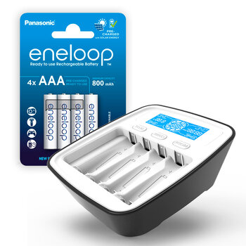 KIT everActive NC-1000M Ni-MH Battery Charger + 4x R03 / AAA Panasonic Eneloop 800mAh Rechargeable Batteries 