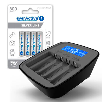 SET everActive NC-1000M v2 Ni-MH Battery Charger + 4x everActive R03/AAA Ni-MH 800 mAh battery charger