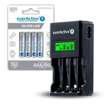 SET everActive NC-450 Black Edition Ni-MH Battery Charger + 4x everActive R03/AAA Ni-MH 800 mAh battery