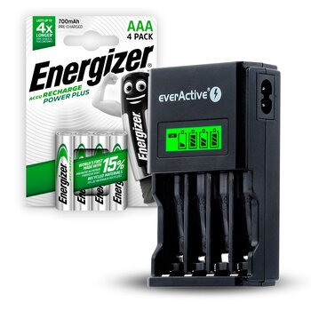 KIT everActive NC-450 Black Edition + R03 AKU 4BL ENERGIZER POWER PLUS 700 HR0 3 Ni-MH Battery Charger