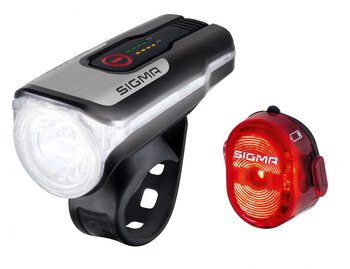 zestaw lamp rowerowych Sigma Aura 80 USB + Nugget II 17850