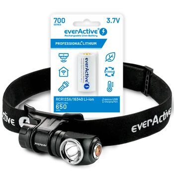 SET everActive LED flashlight FL-55R Dripple + everActive 16340 battery 3.7V Li-ion 700mAh micro USB