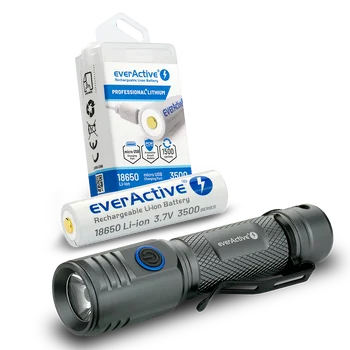 SET everActive LED flashlight FL-2000R Buddy + everActive 18650 battery 3.7V Li-ion 3500mAh micro USB