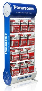 Panasonic Zinc Carbon Kit - 120bl R6/AA, 120bl R03/AAA, 36bl R14/C, 36bl R20/D, 36bl 6F22/9V + Stand 12 hooks