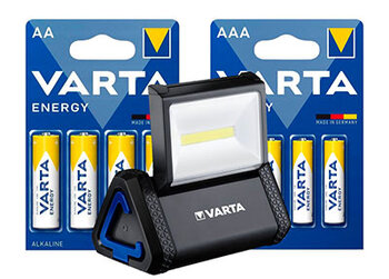 Varta Energy set - 160pcs LR6 / AA, 160pcs LR03 / AAA + Varta WORK FLEX AREA LIGHT flashlight